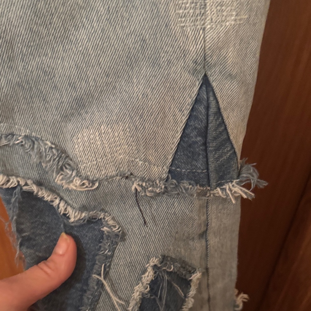 Mnml Distressed Patchwork Bootcut Jeans - Light B… - image 8